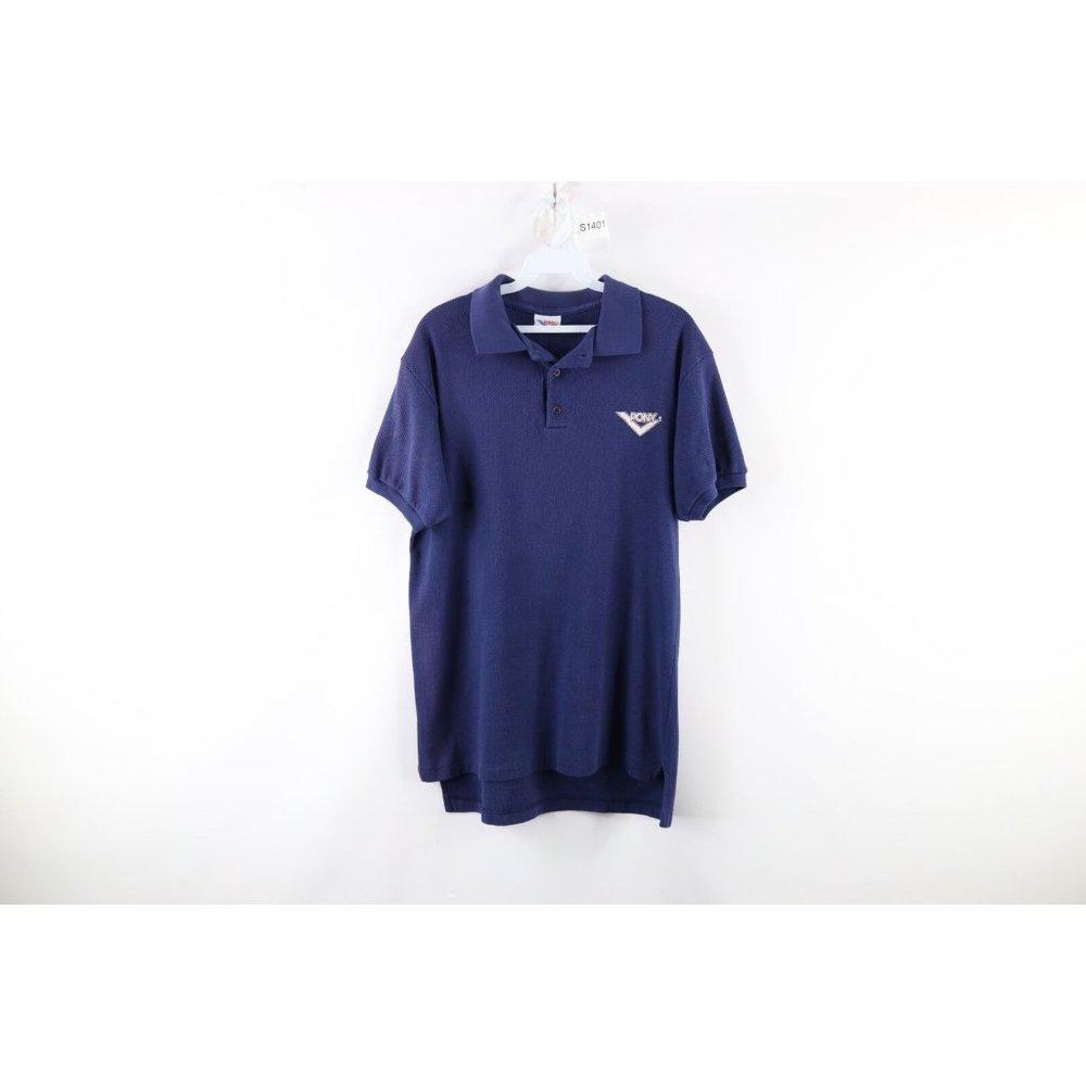 Vintage 80s Pony Medium Faded Spell Out Mesh Collared Short Sleeve Polo Shirt